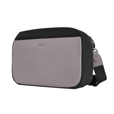 Imagem de Alto Bolsa de viagem transversal de couro italiano, organizador eletrônico (cinza cimento)