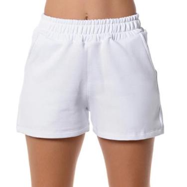 Imagem de Short Moletom Feminino Conforto e Qualidade Moda - Kesdey, Branco, GG