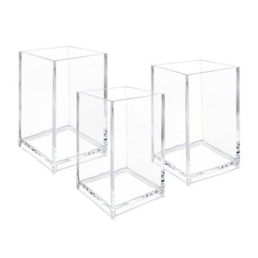 Imagem de Kit com 3 Porta-Lápis Cosméticos de Acrílico Transparente Newkita