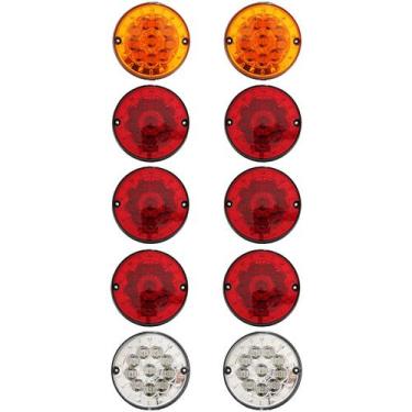 Imagem de 10 Lanterna Traseira 125mm Ônibus Caminhão Carreta 10 LED 24V - Multil