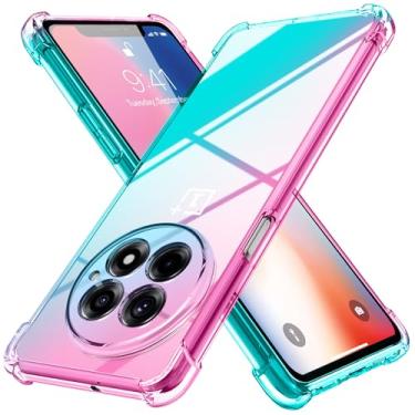 Imagem de MIDIIUGCT Capa para OnePlus 13 [Gradiente] Transparente Macio TPU Antiderrapante Não Amarelece Borda Macia Capa para OnePlus 13, Rosa/Verde, MUS-HCJB-36-01