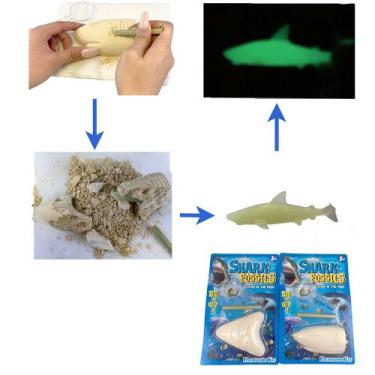 Imagem de Brinquedo Escava Prêmio Surpresa Tubarão Brilha No Escuro Super Divert