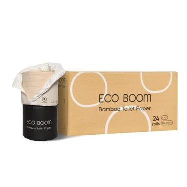 Imagem de Papel higiênico ECO BOOM 100% bambu, 3 camadas, 24 rolos, 360 folhas
