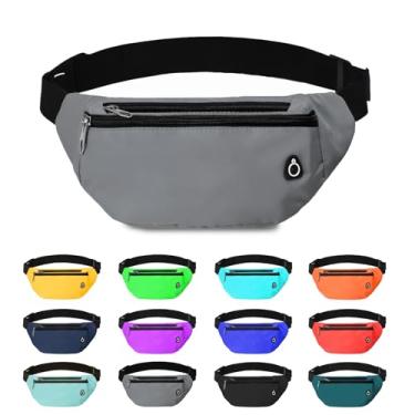 Imagem de Pochete para mulheres e homens, pochete transversal resistente à água esportiva bolsa de cintura, bolsa de cinto para viagens, caminhadas, corrida, 1 pacote - cinza -- faça você mesmo, Large, Pochete