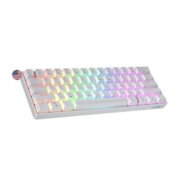 Imagem de Geeky GK61 60% | Hot Swappable teclado mecânico de jogo, 61 teclas multicoloridas RGB LED retroiluminado para Gaming PC/Mac, ANSI US teclado americano (branco, Mechanical Speed Yellow)