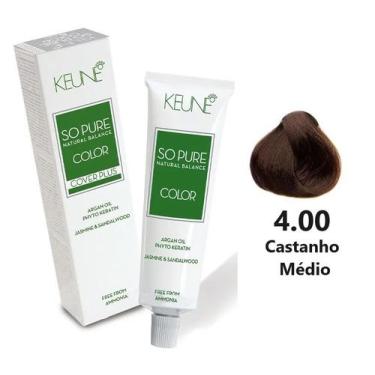 Imagem de Tinta Coloração Keune So Pure 4.00 Castanho Médio Cover Plus