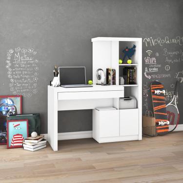 Imagem de Estante Escrivaninha 1 Gaveta, com Prateleiras,, Home Office, Tecno Mobili, Branco, Me4143. - Tecno Mobili