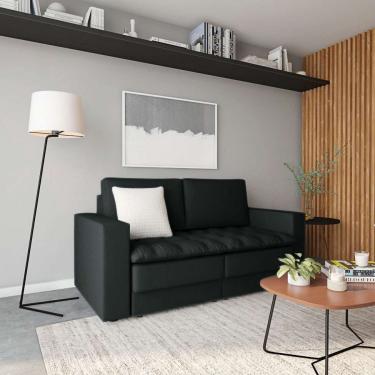 Imagem de Sofá 3 Lugares Retrátil Lancy Suede Preto 180 cm