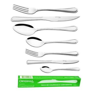 Imagem de Jogo Garfo Faca Colher Inox 84 Peças Restaurante Bufffet