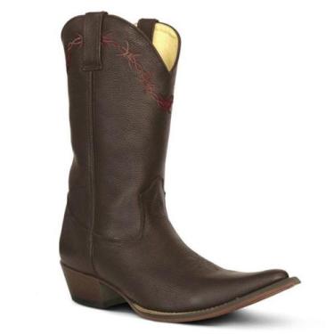 Imagem de Bota Texana Bico Fino Country Masculina Couro Floater Café - JM COUNTR