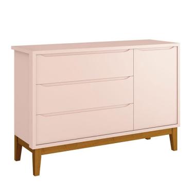 Imagem de Cômoda Infantil New Classic Rosa com Pés Madeira – Reller