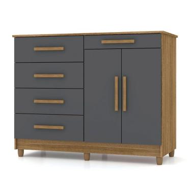 Imagem de Cômoda Sapateira Para Quarto 05 Gavetas E 02 Portas Livia Nature/alasca - Pallazio