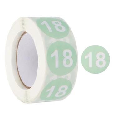Imagem de PATIKIL Número 18 adesivos circulares, etiqueta numérica autoadesiva com código de cor redonda de 2,5 cm 500 etiquetas/rolo para organização doméstica gerenciamento de escritório, azul-petróleo claro