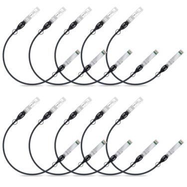 Imagem de ipolex Cabo Twinax SFP+ de 10 G, cabo passivo de cobre de conexão direta (DAC), 0,5 m (1,64 pés), para Cisco SFP-H10GB-CU0.5M, Meraki, Ubiquiti, Mikrotik, Intel, Fortinet, Netgear, D-Link, TP-Link e