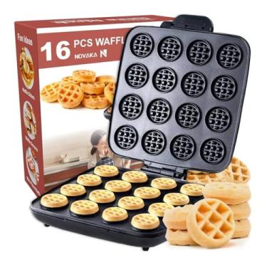 Imagem de FINYQBET Máquina de Waffle 350W, 16 furos, Superfície Antiaderente, Design Compacto e Portátil,Ideal para Desayunos Aperitivos Postres y Mucho Más, Perfeito para Famílias e Cafés 110V-127V
