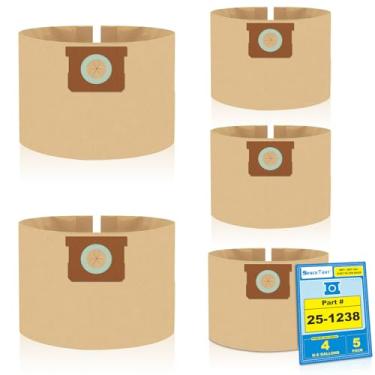 Imagem de SpaceTent Pacote com 5 sacos de aspirador de pó compatíveis com Stanley e Porter Cable 4 galões aspirador seco molhado, peça # 25-1238 sacos de filtro a vácuo