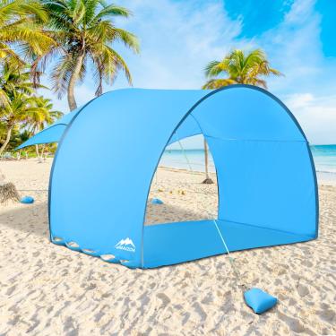 Imagem de MAIZOA Tenda De Praia Extra Grande Para 4 A 6 Pessoas, 305 X 277 214 Cm, Design Compacto E Dobrável (42 10 Cm), Ventilação 360°, Proteção Uv, Sacos Areia, Bolsos Laterais, Inclui Tapete Praia, Ótima