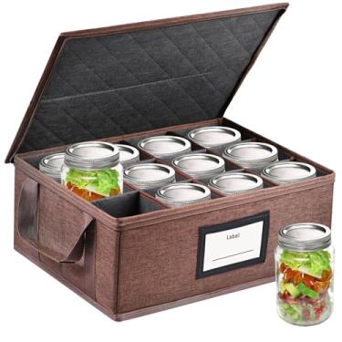 Imagem de Geliwosy Recipientes De Armazenamento Para Potes Vidro 32 Oz - Organizador Caixas Resistentes, Bolsa Dobrável Com Alças E Divisórias, Comporta 12 Litros, Suprimentos Conservas Domésticas (Quarto)