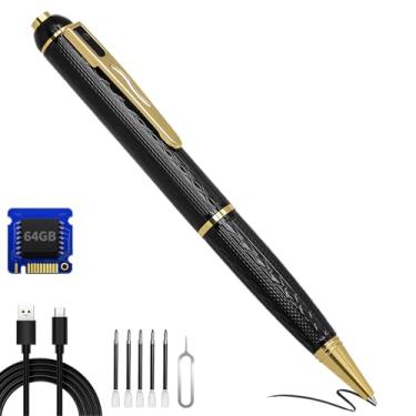Imagem de baoinse Câmera Corporal De 64 Gb, Caneta-Câmera Babá Hd 1080P, Mini-Caneta-Câmera, Câmera De Bolso Pequena Recarregável, Câmera De Bolso Portátil, Gravador De Vídeo Pequeno, Câmera De Vigilância Par