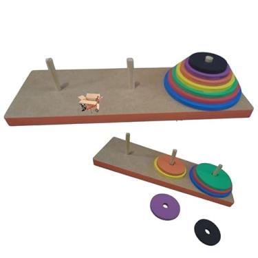 Imagem de Brinquedo Pedagógico Educativo Em Madeira Montessori Torre De Hanói