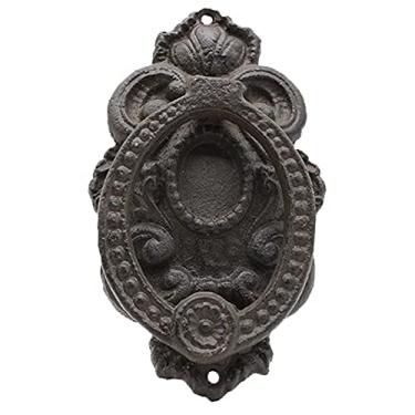 Imagem de Maçaneta de porta de correr de celeiro, aldraba de porta de estilo europeu inovador com design de flores, anel de ferro fundido estilo vintage para porta de entrada, pátio, jardim ou decoração par