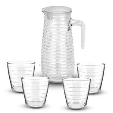 Imagem de Kit Jarra 900ml com 4 Copos 250ml | Conjunto para Suco, Água ou Drinks – Ideal para Casa e Presentes