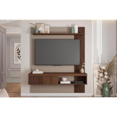 Imagem de Painel Quarto p/ TV até 65 Pol Jade Ripada 150x183cm Fendi/Havana - Caemmun
