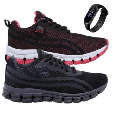 Imagem de Kit 2 Tênis Masculino Juvenil Infantil Leve Conforto + Relógio-Unissex