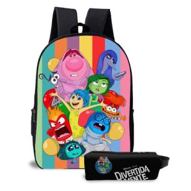 Imagem de Kit Mochila com Estojo Escolar Cores Emoções Diversão Infantil Unissex
