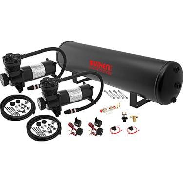 Imagem de Vixen Air Kit de suspensão para caminhão/bolsa de carro/passeio aéreo/mola. Sistema de bordo - Compressor duplo de 200psi, tanque de 5 galões. Para elevação de barco, reboque, abaixamento, nivelamento