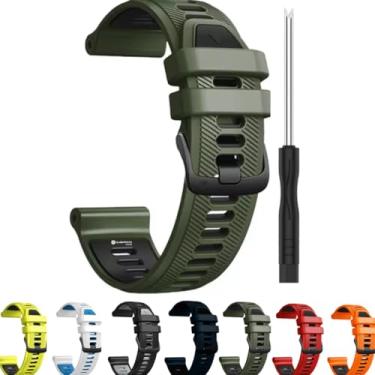 Imagem de Pulseira Para Garmin Forerunner 965 955 945 935 22mm + Chave - QUIBARATO (VERDE EXÉRCITO COM PRETA)