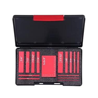 Imagem de Conjunto de Medidores de Liga de Alumínio, Blocos de Configuração Gravados a, Vários Tamanhos Com Caixa de Armazenamento Organizada para Madeira (Vermelho)