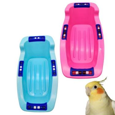 Imagem de Combo com 2 Banheiras Azul e Rosa com Miçanga para Pássaros Calopsitas