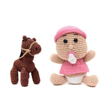 Imagem de Kit bebe com chupeta e cavalinho em amigurumi