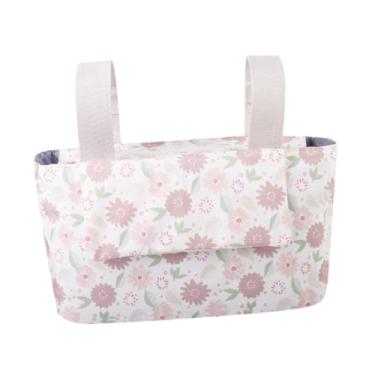 Imagem de Luwecf Bolsa de organizador de carrinho, bolsa de carrinho, bolsa, universal, portátil para carrinho de bebê, bolsa de fraldas para limpar lanches de copo de, Flor