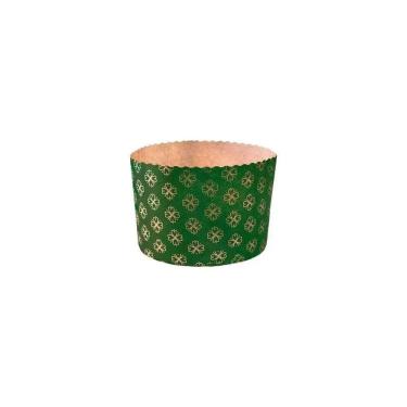 Imagem de Forma Panetone Verde Fiori Ouro 500g c/100 - Ecopack