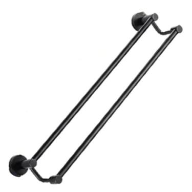Imagem de Acessório para banheiro em aço inoxidável com acabamento preto fosco, toalheiro duplo, suporte para toalhas, 60 cm, tamanho L, 55 cm, 01