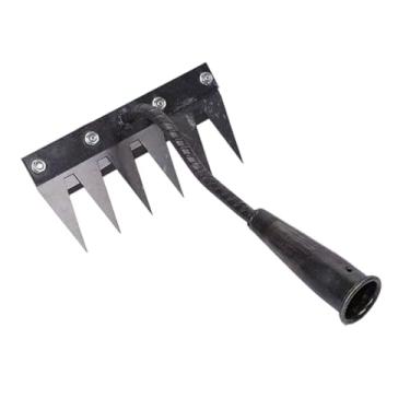 Imagem de Generic Enxada de jardim, ancinho de mão de jardim, metal, ferramenta de capina, ancinho de capina para plantio, cultivo, agricultura, escavação, aração de, 6 Dentes