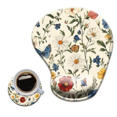 Imagem de HOPONY Mouse pad de gel para descanso de pulso - mousepad ergonômico para escritório com suporte de pulso - antiderrapante, design de acessórios de mesa para decoração de casa e jogos, borboleta