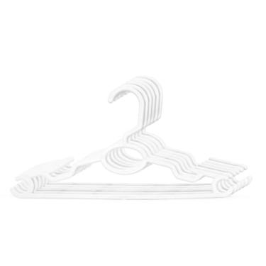 Imagem de Cabides Infantil Rosa Azul Branco Preto Plástico Reforçado Cruzeta Roupa Colorido (KIT 100 BRANCO)