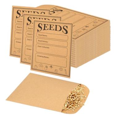 Imagem de 150 envelopes para guardar sementes, pacotes organizadores reutilizáveis de 4,7 x 8,5 cm impressos com tipos de modelo de nome para flores, plantas, jardim, sementes, guardar e coletar