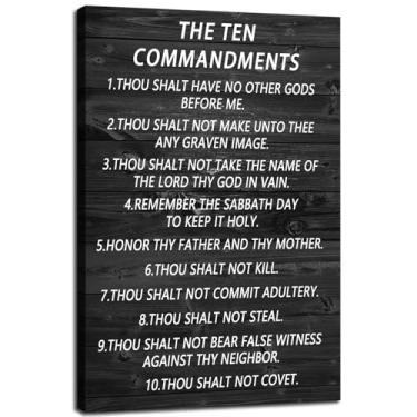 Imagem de WYJDFART Arte De Parede Motivacional, Decoração Escritório, Os Dez Mandamentos, Imagens Religiosas Cristãs, Tema Inspirador, Pôsteres Em Tela, Impressões Emolduradas Para Quarto, Sala Estar, [12''L