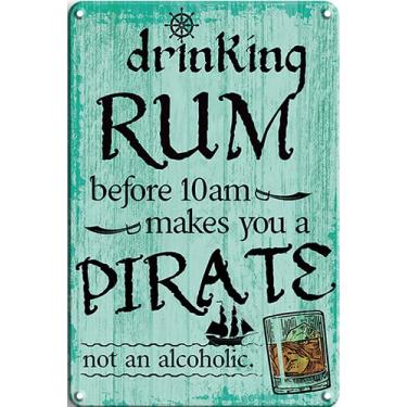 Imagem de generic Placa De Lata Da Cn-Tin: Beber Rum Antes Das 10H Faz Você Um Pirata, Placas Parede Metal, 8 X 12 Ou 16 Polegadas, Bar, Cozinha, Casa, Caverna Do Homem, Quarto, Sala Estar, Jantar, Café, Pres