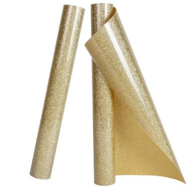 Imagem de TORC Vinil De Transferência Térmica Htv Com Glitter Champanhe, 2 Rolos, Para Camisetas E Artesanato, 30 Cm X 1,5 M