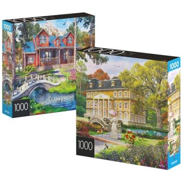 Imagem de 2-Pack of 1000-Piece Jigsaw Puzzles, for Adults, Families, and Kids Ages 8 and up, Pine Cabin and Summer Estate