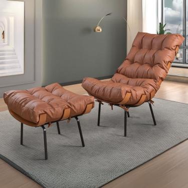 Imagem de Poltrona para Sala de Estar com Puff Costela Terracota