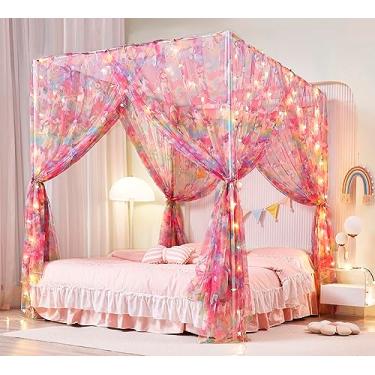 Imagem de Mengersi Cortinas Com Dossel De Unicórnio Para Meninas Luzes - Decoração Quarto Em Rede, Tamanho Real