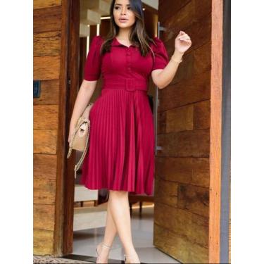 Imagem de Vestido Moda Evangelico Lindo Com Cinto Rodado Madrinha Acinturado Pri