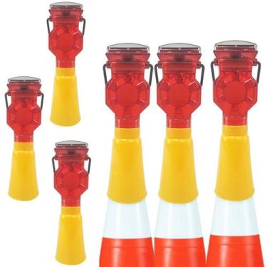 Imagem de Sinalizador Solar Viario Cone Segurança Kit 6 Uni Sinalizaçao Estrada 