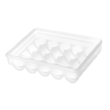 Imagem de IEUDNS Suporte para ovos de, bandeja para ovos de geladeira, recipiente de armazenamento de grande capacidade, porta- reutilizável, recipiente para, 20 Grades